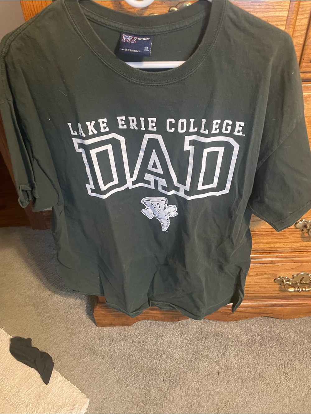 MV Sport Lake Erie College DAD Graphic Tee - Dark Green with White Print